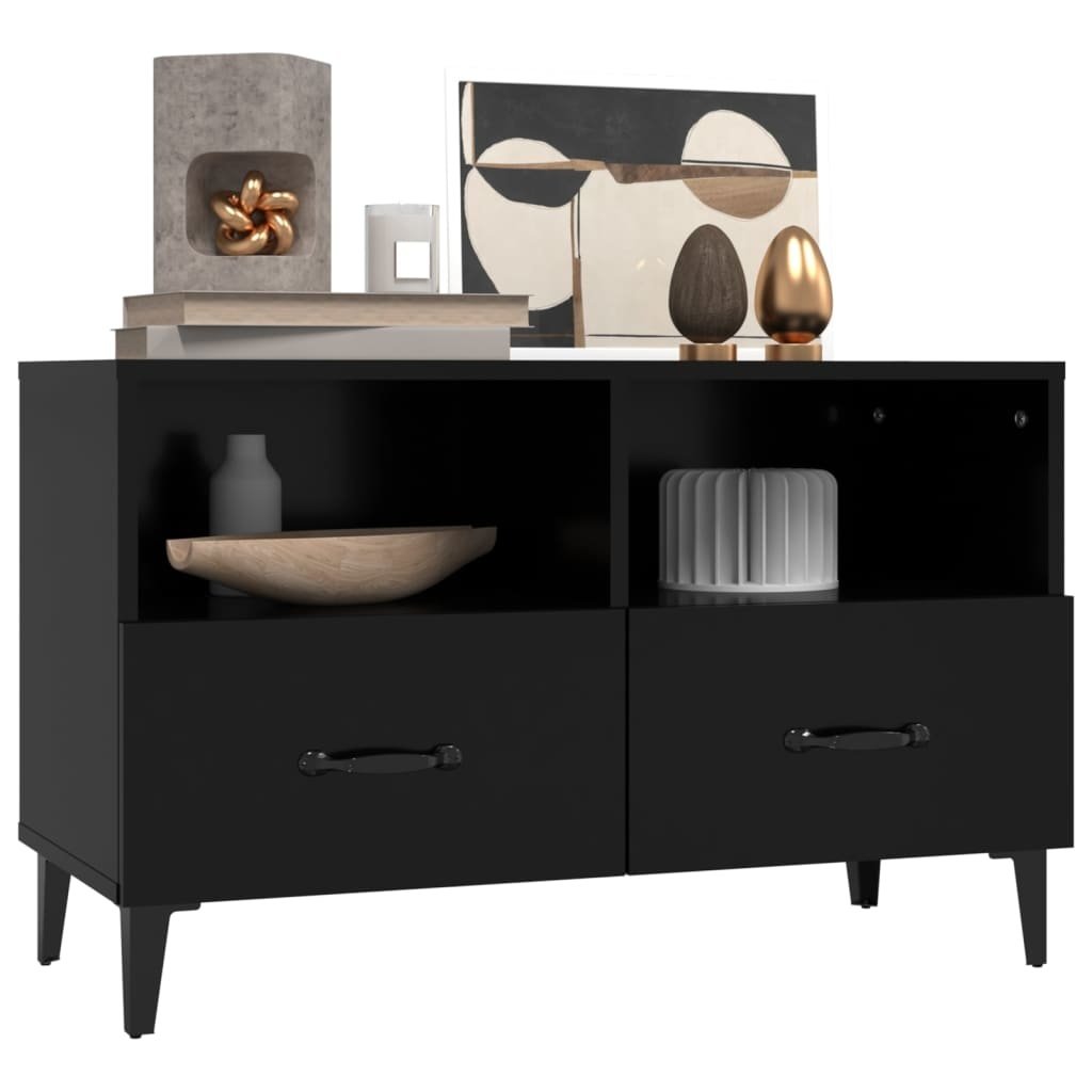 VidaXL Tv-meubel 80x36x50 cm bewerkt hout zwart