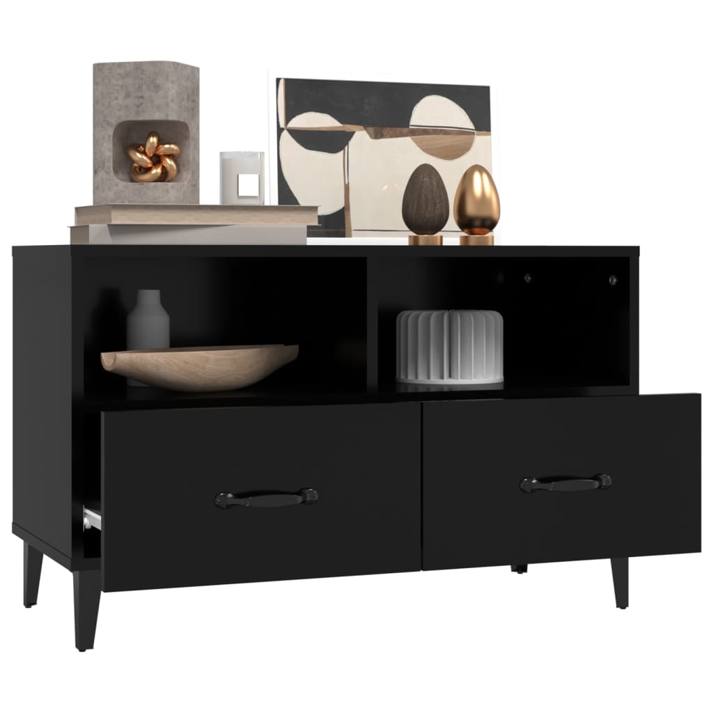 VidaXL Tv-meubel 80x36x50 cm bewerkt hout zwart