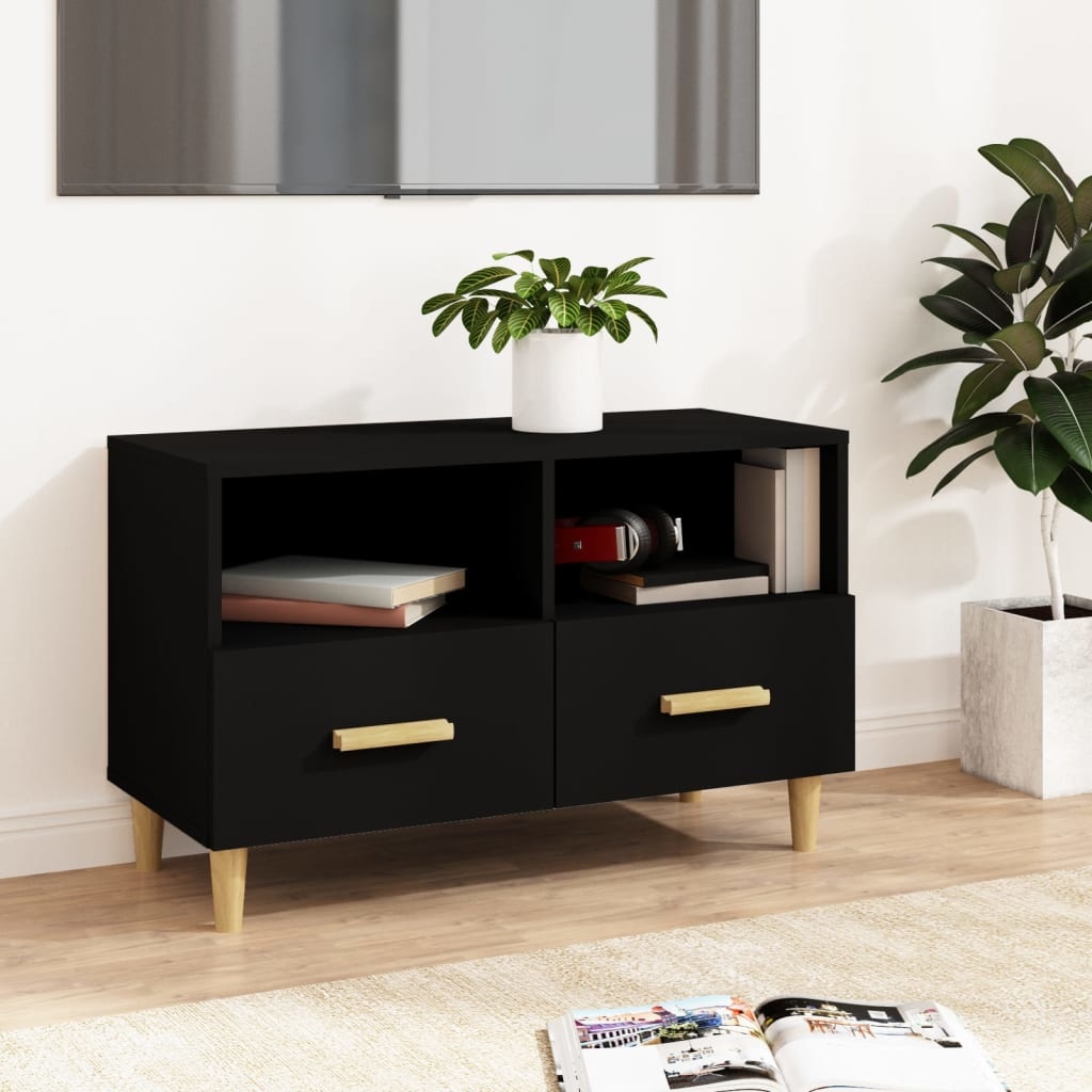VidaXL Tv-meubel 80x36x50 cm bewerkt hout zwart
