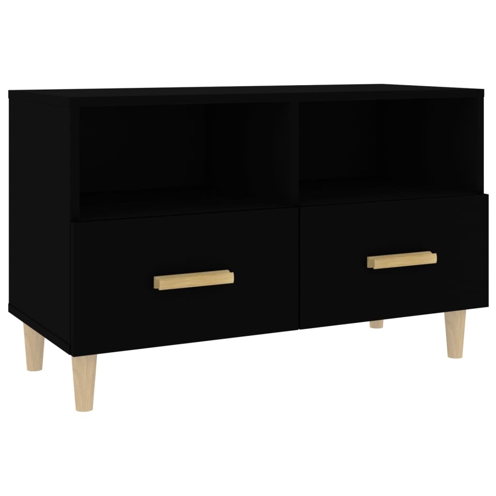 VidaXL Tv-meubel 80x36x50 cm bewerkt hout zwart