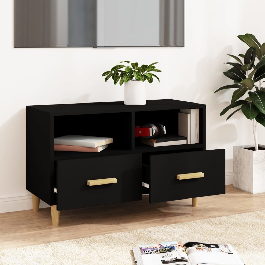 VidaXL Tv-meubel 80x36x50 cm bewerkt hout zwart