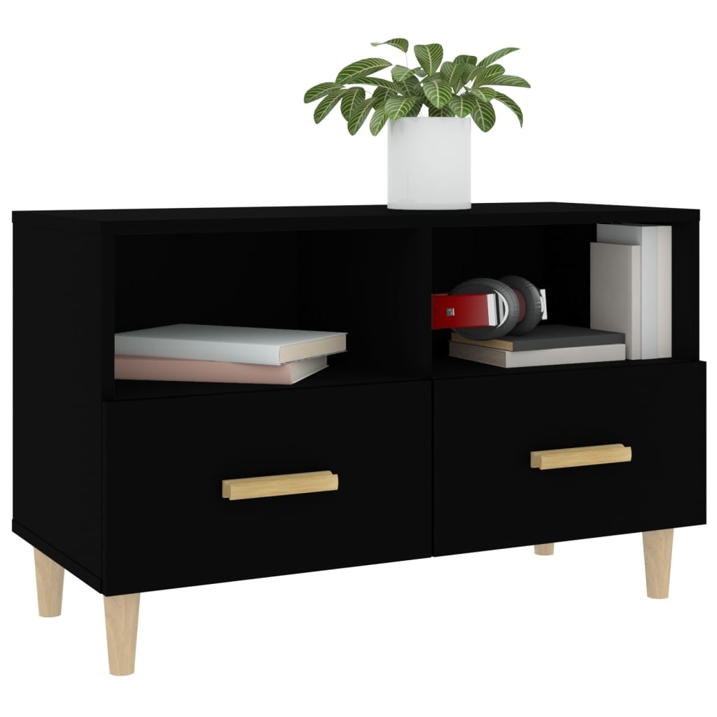 VidaXL Tv-meubel 80x36x50 cm bewerkt hout zwart