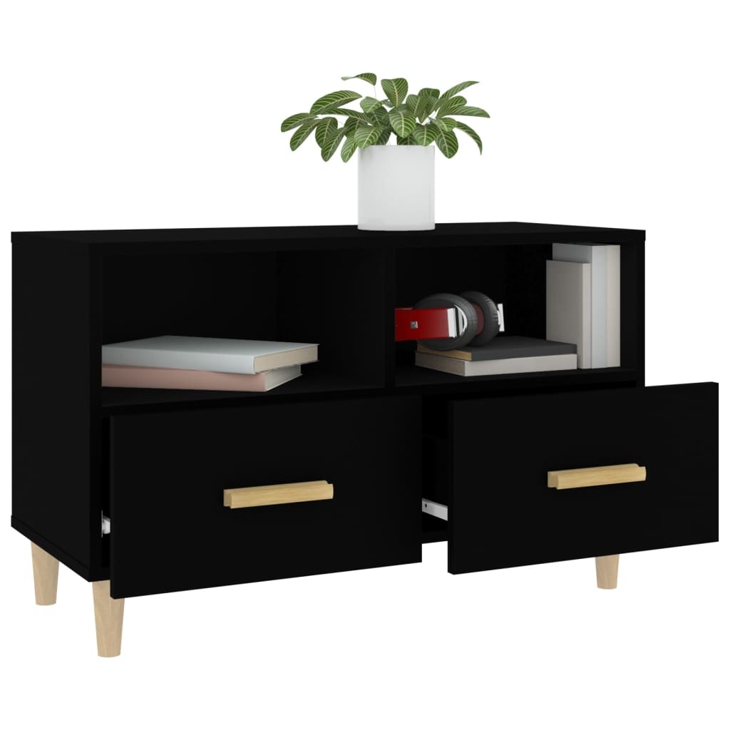 VidaXL Tv-meubel 80x36x50 cm bewerkt hout zwart