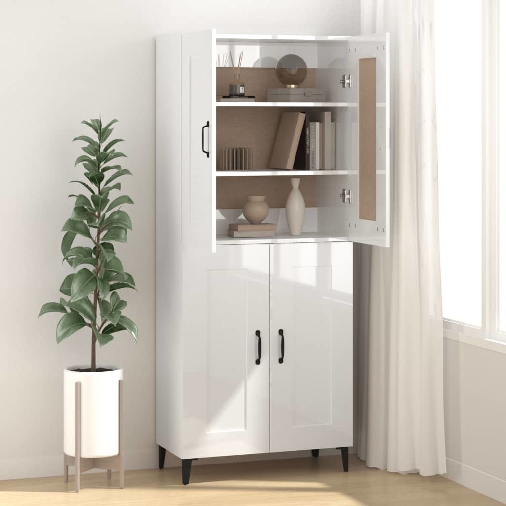 VidaXL Dressoir 69,5x34x90 cm bewerkt hout hoogglans wit