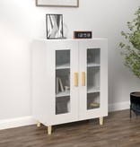 VidaXL Dressoir 69,5x34x90 cm bewerkt hout hoogglans wit