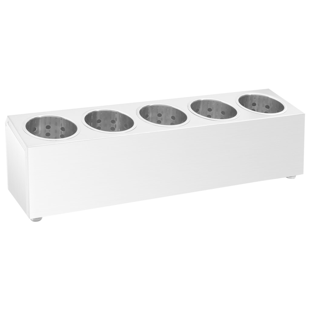 VidaXL Bestekhouder 5 vakken rechthoekig roestvrij staal