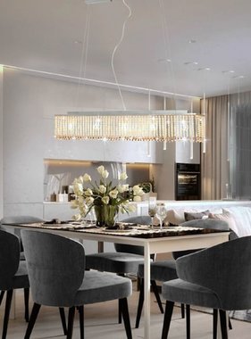 VidaXL Plafondlamp met kristallen kralen 104 cm zilverkleurig