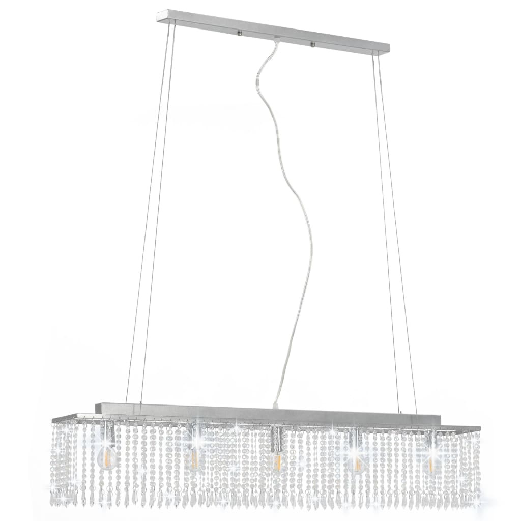 vidaXL Plafondlamp met kristallen kralen 104 cm zilverkleurig