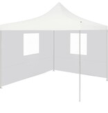 vidaXL Partytent met 2 zijwanden inklapbaar 3x3 m staal wit