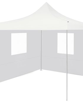 vidaXL Partytent met 2 zijwanden inklapbaar 3x3 m staal wit