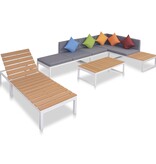 vidaXL 5-delige Loungeset met kussens aluminium en HKC