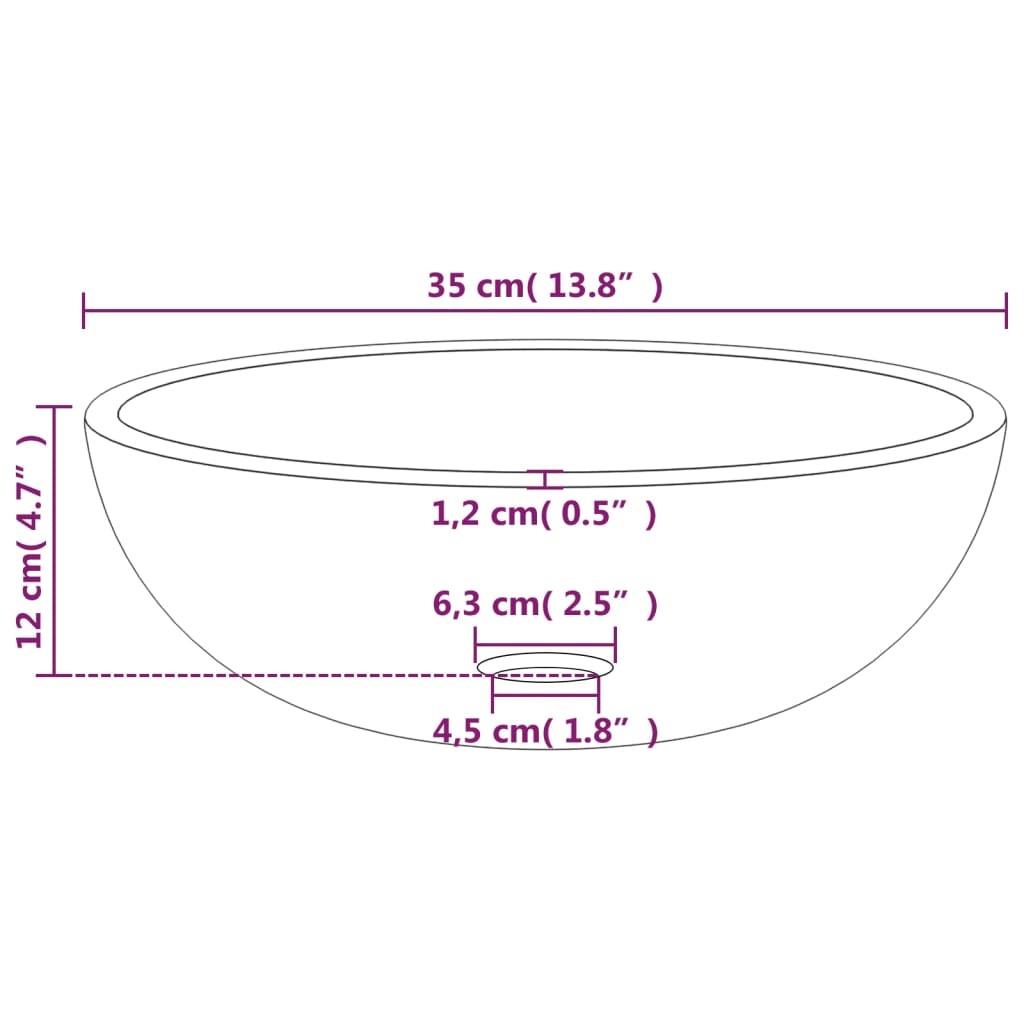 vidaXL Wasbak 35x12 cm gehard glas goudkleurig