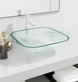 vidaXL Wasbak 42x42x14 cm glas transparant