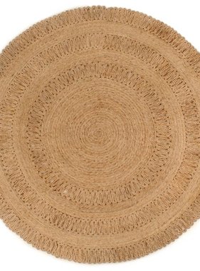 vidaXL Tapijt rond 180 cm gevlochten jute