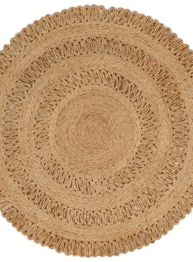 vidaXL Tapijt rond 120 cm gevlochten jute