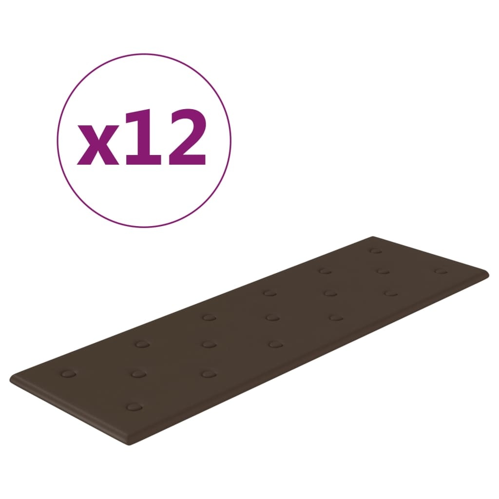 vidaXL Wandpanelen 12 st 3,24 m² 90x30 cm kunstleer bruin