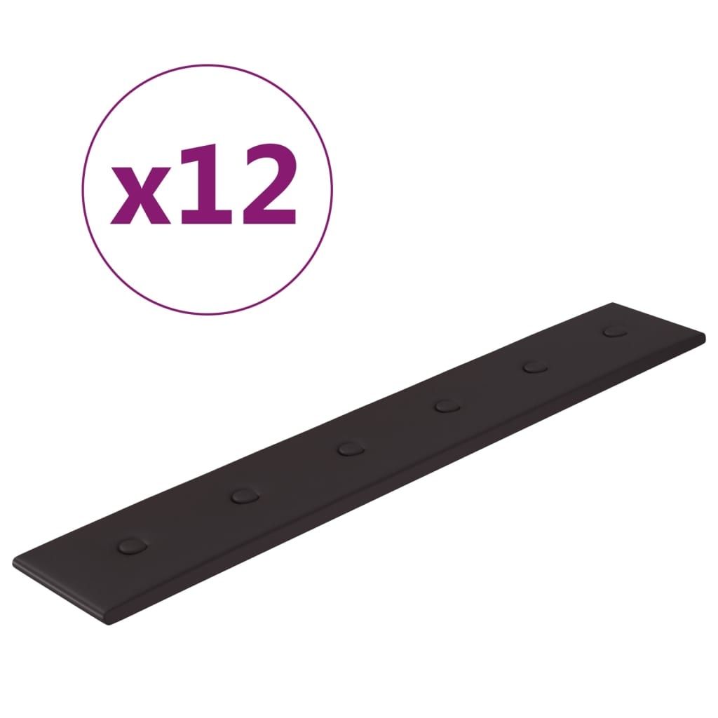 vidaXL Wandpanelen 12 st 1,62 m² 90x15 cm kunstleer zwart