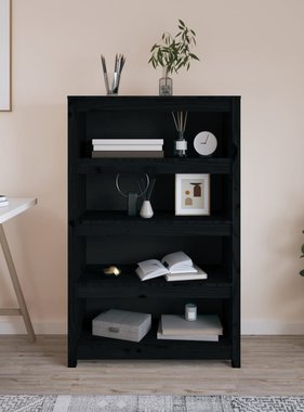 VidaXL Boekenkast 80x35x126 cm massief grenenhout zwart