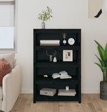 VidaXL Boekenkast 80x35x126 cm massief grenenhout zwart