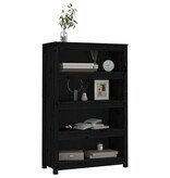 VidaXL Boekenkast 80x35x126 cm massief grenenhout zwart