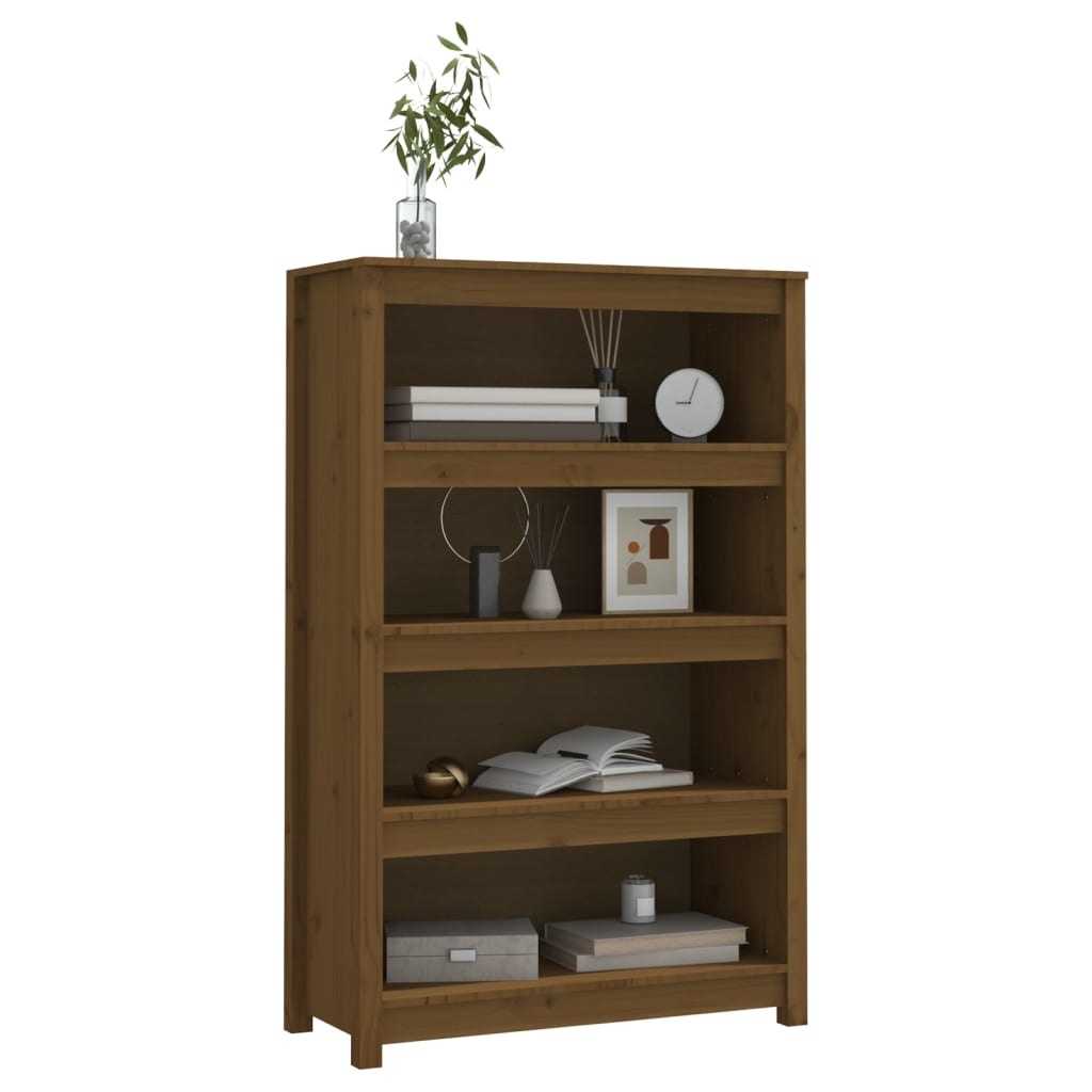 VidaXL Boekenkast 80x35x126 cm massief grenenhout honingbruin