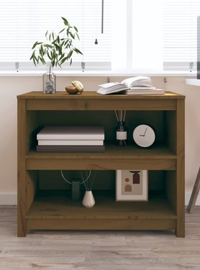 VidaXL Boekenkast 80x35x68 cm massief grenenhout honingbruin