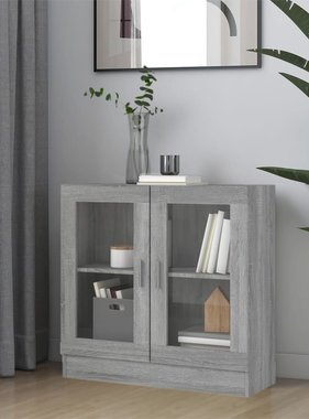VidaXL Vitrinekast 82,5x30,5x80 cm bewerkt hout grijs sonoma eiken