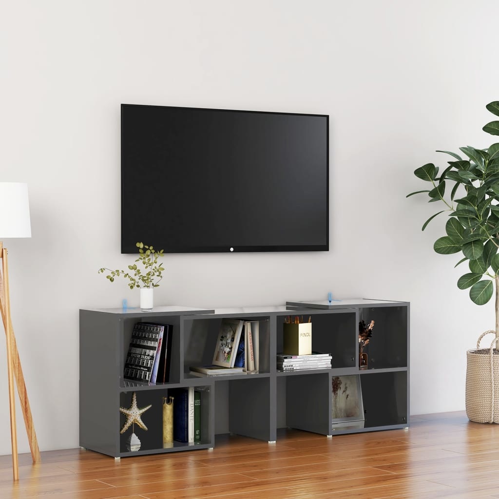 VidaXL Tv-meubel 104x30x52 cm spaanplaat hoogglans grijs