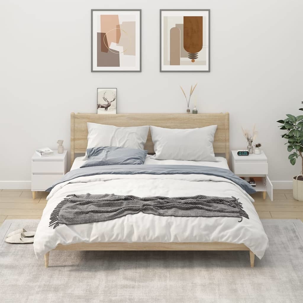 VidaXL Nachtkastjes 2 st 40x35x50 cm wit