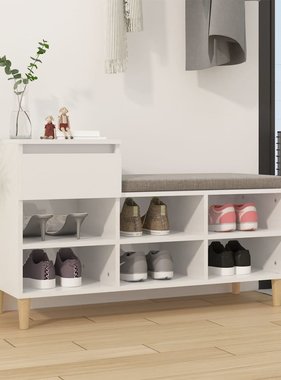 VidaXL Schoenenkast 102x36x60 cm bewerkt hout hoogglans wit