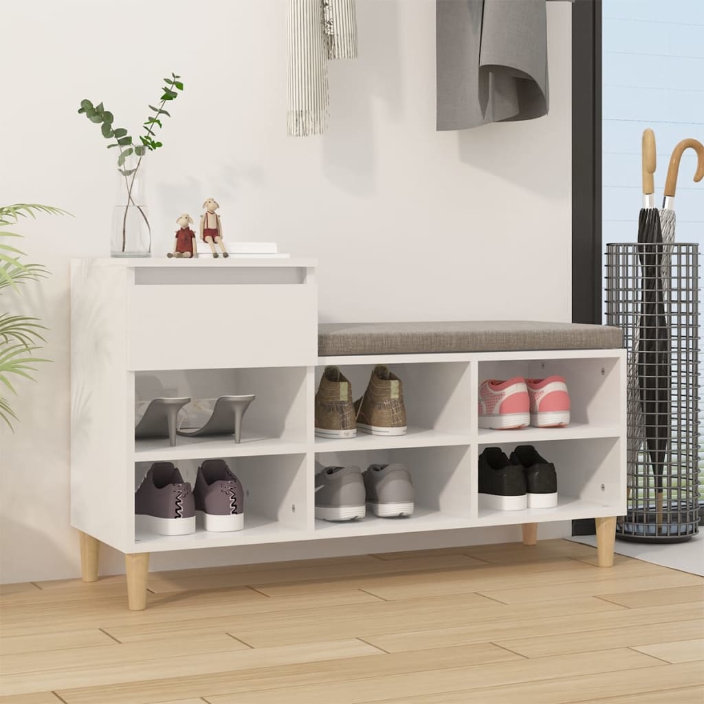 VidaXL Schoenenkast 102x36x60 cm bewerkt hout hoogglans wit