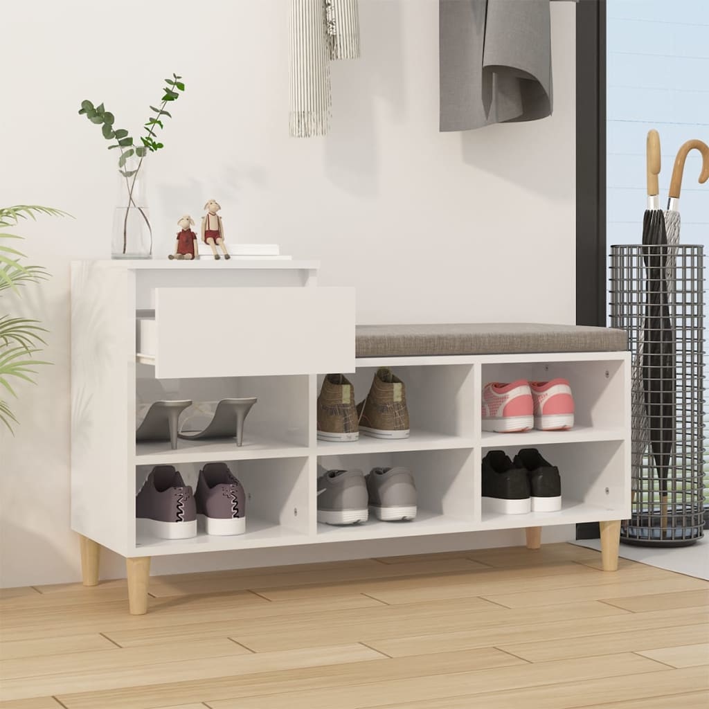 VidaXL Schoenenkast 102x36x60 cm bewerkt hout hoogglans wit