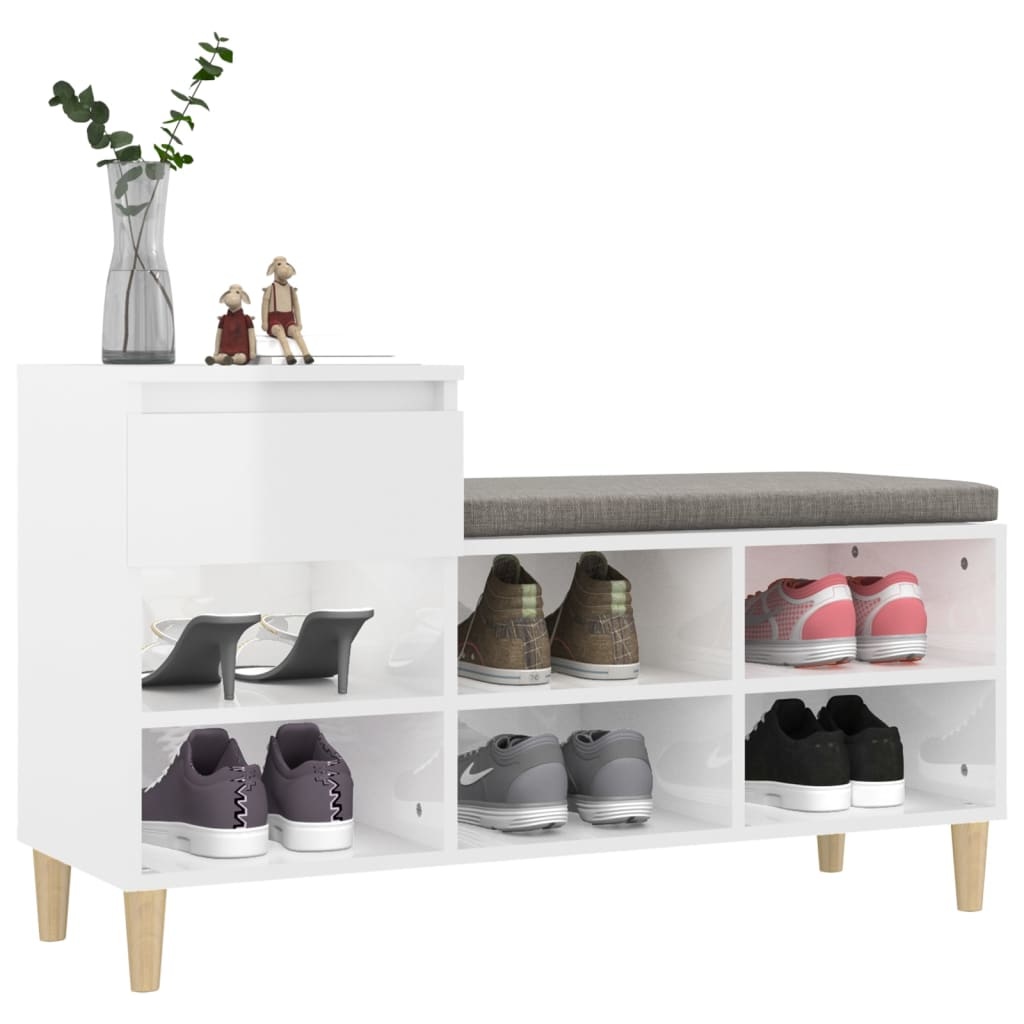 VidaXL Schoenenkast 102x36x60 cm bewerkt hout hoogglans wit