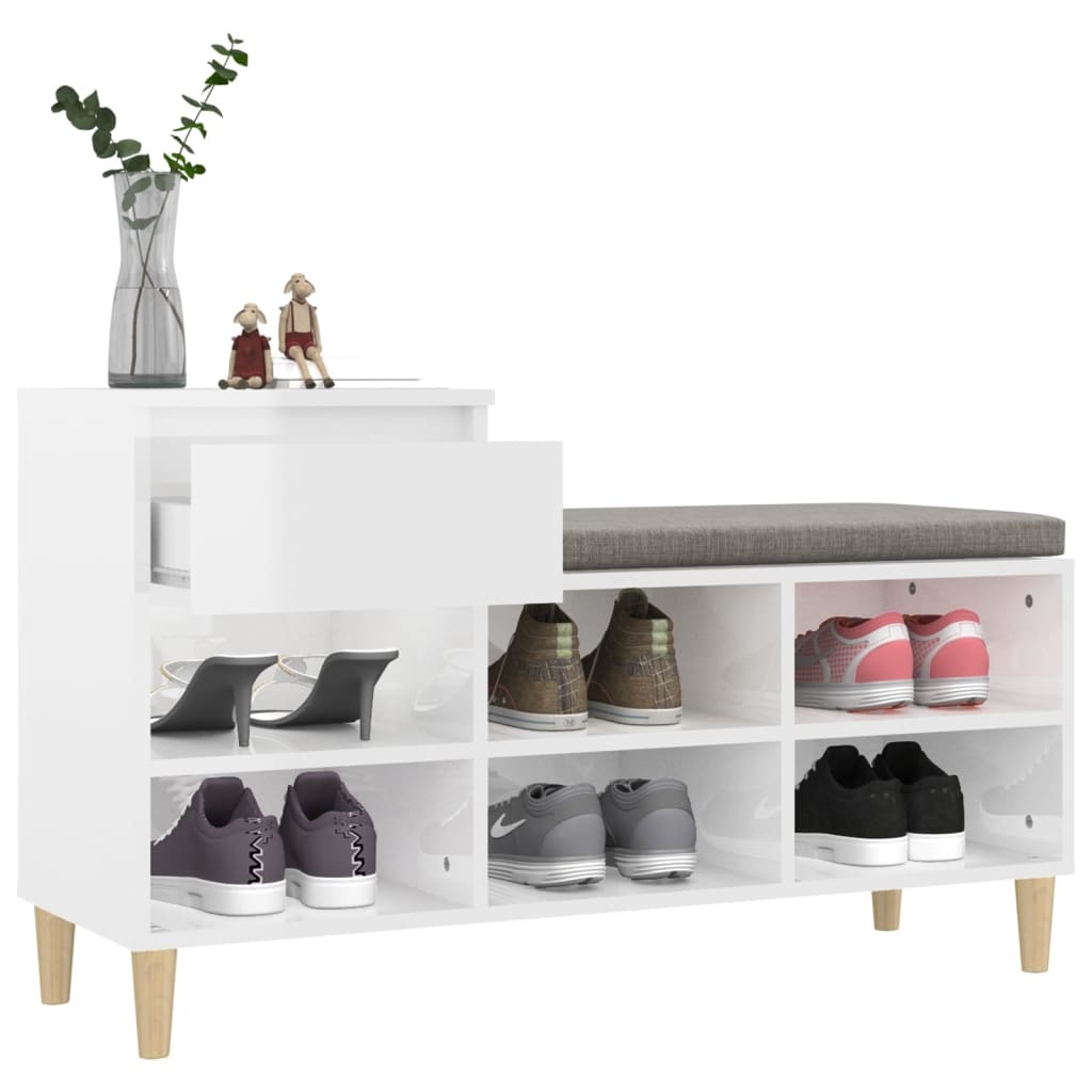 VidaXL Schoenenkast 102x36x60 cm bewerkt hout hoogglans wit
