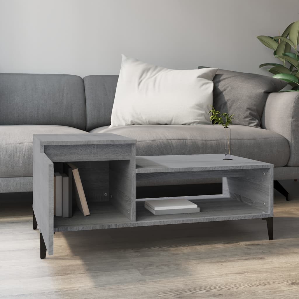 VidaXL Salontafel 100x50x45 cm bewerkt hout grijs sonoma