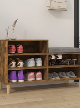 VidaXL Schoenenkast 102x36x60 cm bewerkt hout gerookt eikenkleurig