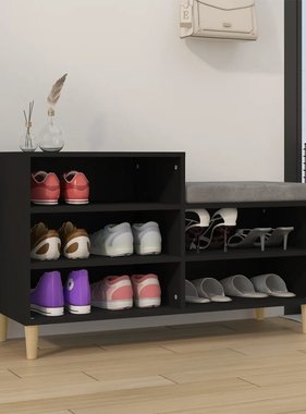 VidaXL Schoenenkast 102x36x60 cm bewerkt hout zwart