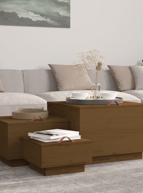 VidaXL Opbergboxen met deksels 3 st massief grenenhout honingbruin