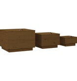 VidaXL Opbergboxen met deksels 3 st massief grenenhout honingbruin