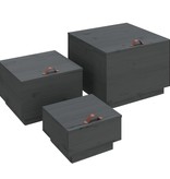 VidaXL Opbergboxen met deksels 3 st massief grenenhout grijs