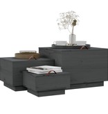 VidaXL Opbergboxen met deksels 3 st massief grenenhout grijs