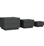 VidaXL Opbergboxen met deksels 3 st massief grenenhout grijs