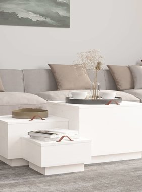 VidaXL Opbergboxen met deksels 3 st massief grenenhout wit