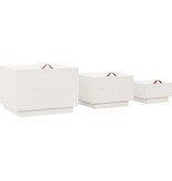 VidaXL Opbergboxen met deksels 3 st massief grenenhout wit