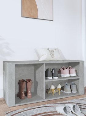 VidaXL Schoenenkast 100x35x45 cm bewerkt hout betongrijs