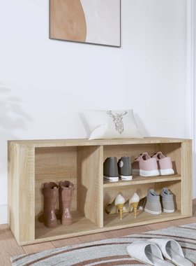 VidaXL Schoenenkast 100x35x45 cm bewerkt hout sonoma eikenkleurig
