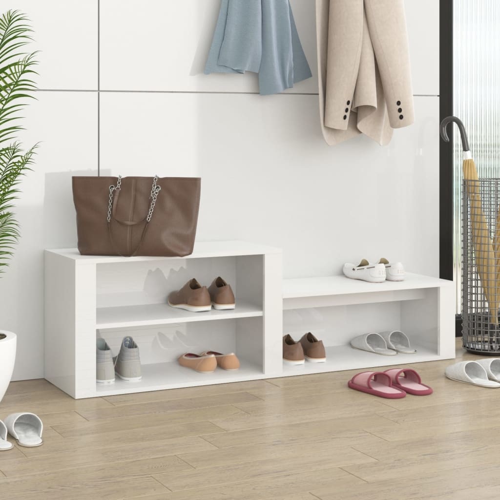 VidaXL Schoenenkast 150x35x45 cm bewerkt hout hoogglans wit