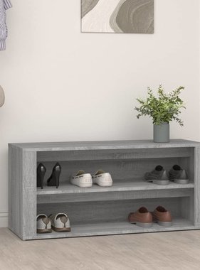 VidaXL Schoenenrek 100x35x45 cm bewerkt hout betongrijs