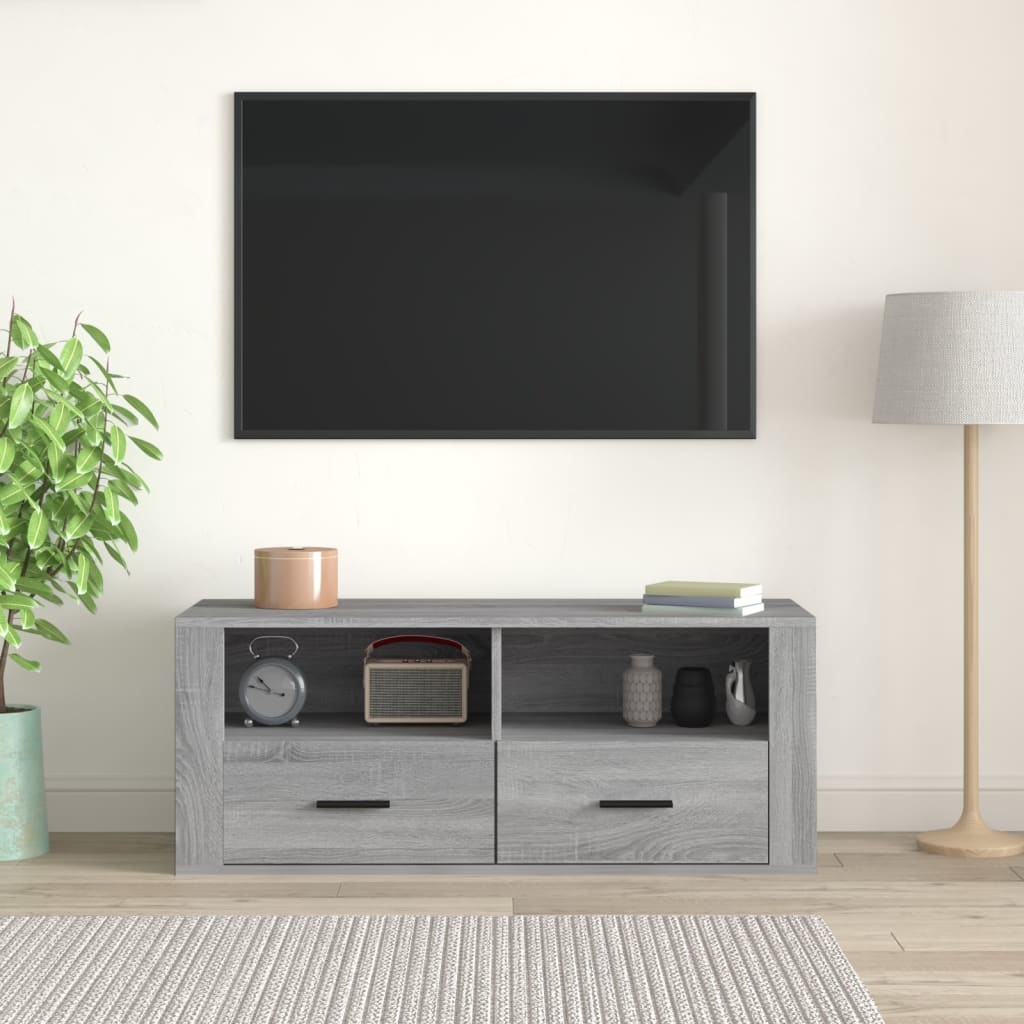 VidaXL Tv-meubel 100x35x40 cm bewerkt hout grijs sonoma eikenkleurig