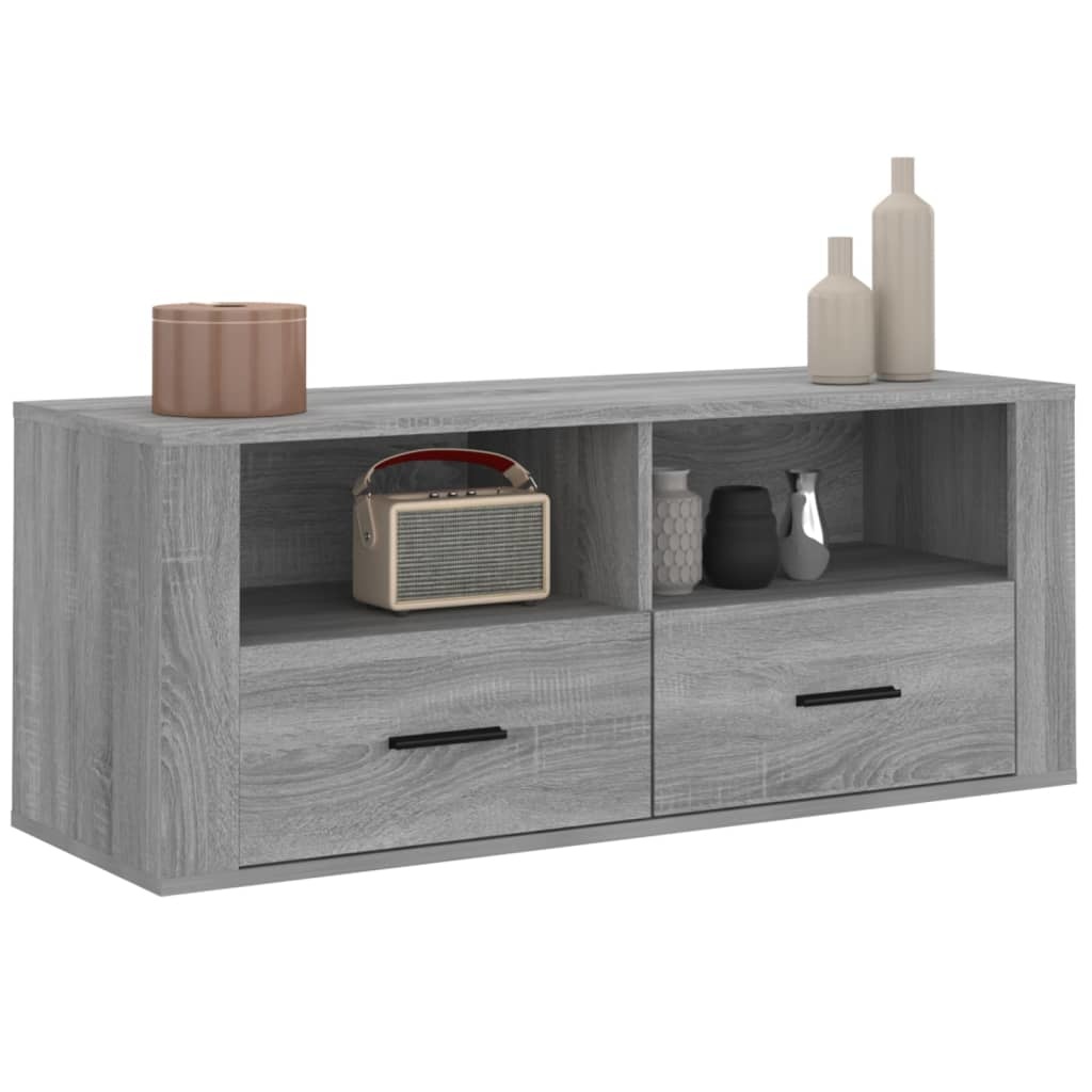 VidaXL Tv-meubel 100x35x40 cm bewerkt hout grijs sonoma eikenkleurig